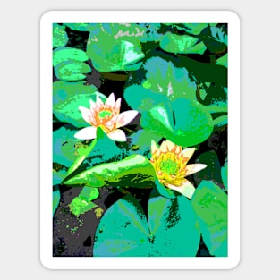 Green garden with water lilies Sticker